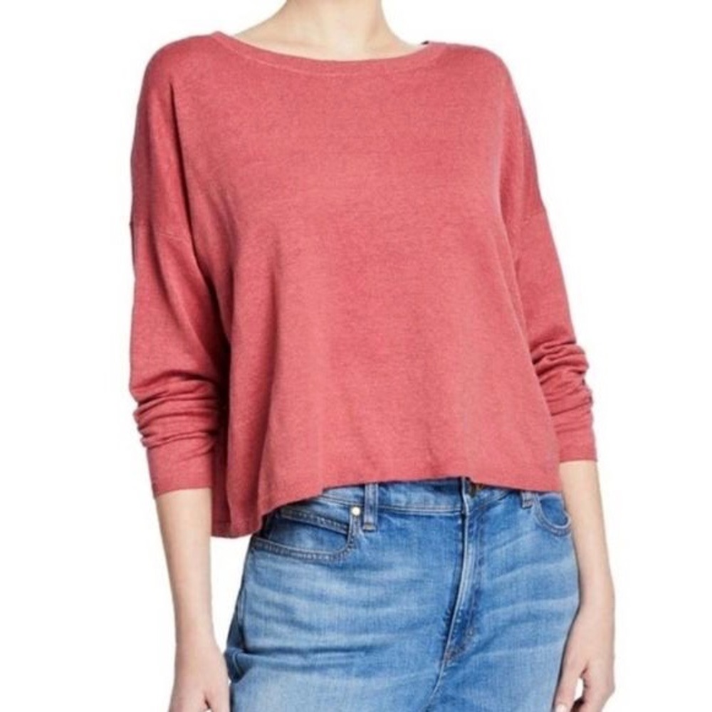 Eileen Fisher Linen Blend Pink Light Sweater Top L